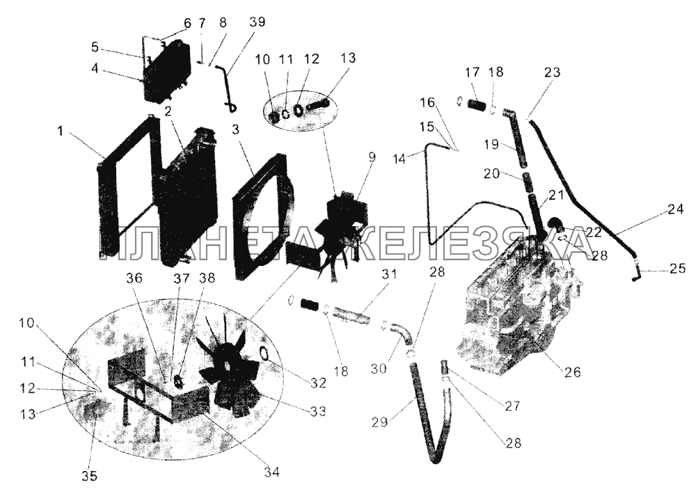 Установка системы охлаждения МАЗ-103 (2005)